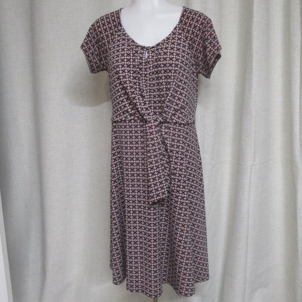 MOTHERHOOD Maternity Nursing black pink pattern stretch pullover dress